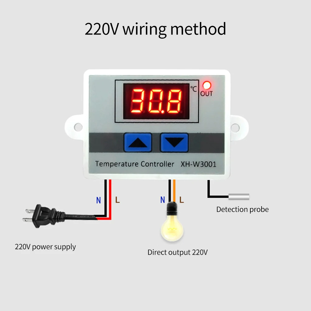 Digital Temperature Controller Display Thermostat Control Switch and Thermistor Sensors Temperature Probe(12V 120W)