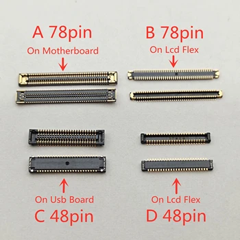 10Pcs จอแสดงผล LCD Flex FPC Connector สำหรับ Samsung Galaxy A12 A125 A125F M12 M127 M127F USB ชาร์จปลั๊ก48-78 Pin