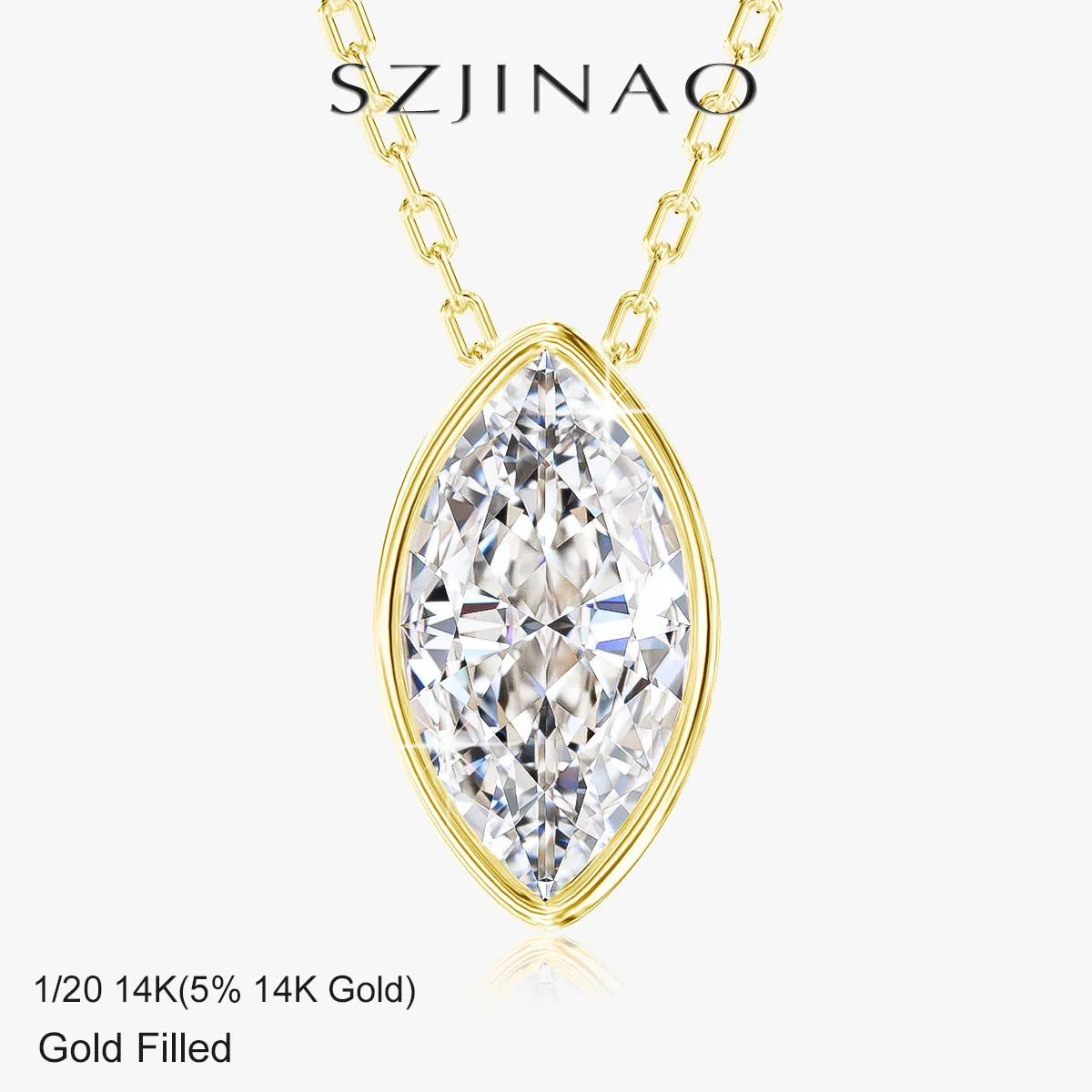 

Marquise Cut 2CT Moissanite Pendant 100% 14k Gold Filled Diamond Necklace for Women Wear-resistant Fashion Wedding Jewelry