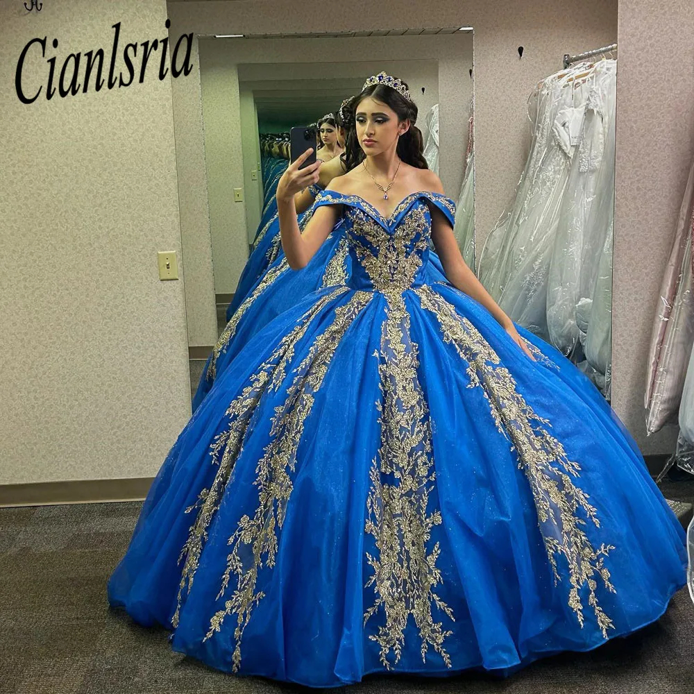 

2025 Blue Quinceanera Dress 3D Appliques Sequin Sweetheart Handmade Flower Ball Gowns Vestidos De 15 Años