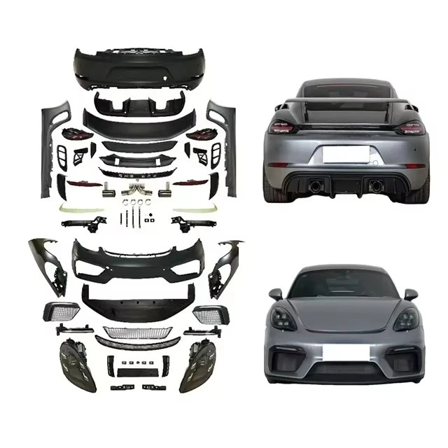 

STLF For 2012-2016 Cayman Boxster 981 Upgraded 718 Front Bumper Headlights Body Kit Rear Bumper Taillights Spoiler