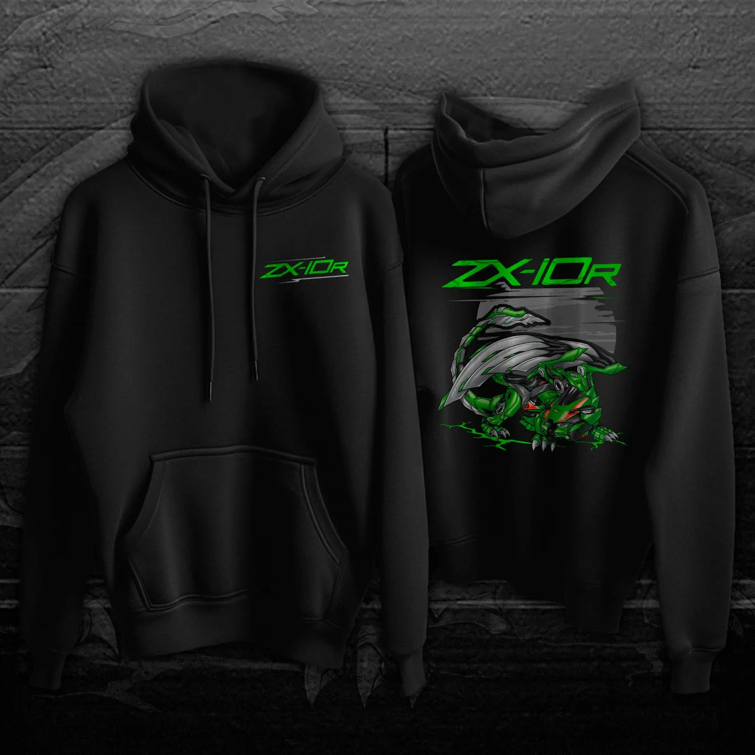 Classic Japanese Motorcycle Ninja ZX-10R Dragon Inspired Pullover Hoodie 100% Cotton Comfortable Casual Mens Clothes Streetwear