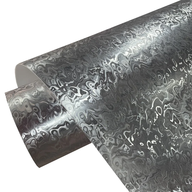 Premium PET 3D Cosmic Ghost Strukturiertes Silber Geschmiedetes Carbon Vinyl Wrap Film Rolle Selbstklebender Aufkleber Fahrzeug Autoverpackung
