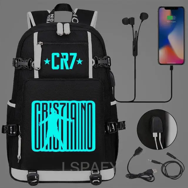 Luminous CR7 Football Backpack Waterproof Children\'s backpack Boys Girls Senior High School Teens backpack Mochila Infantil