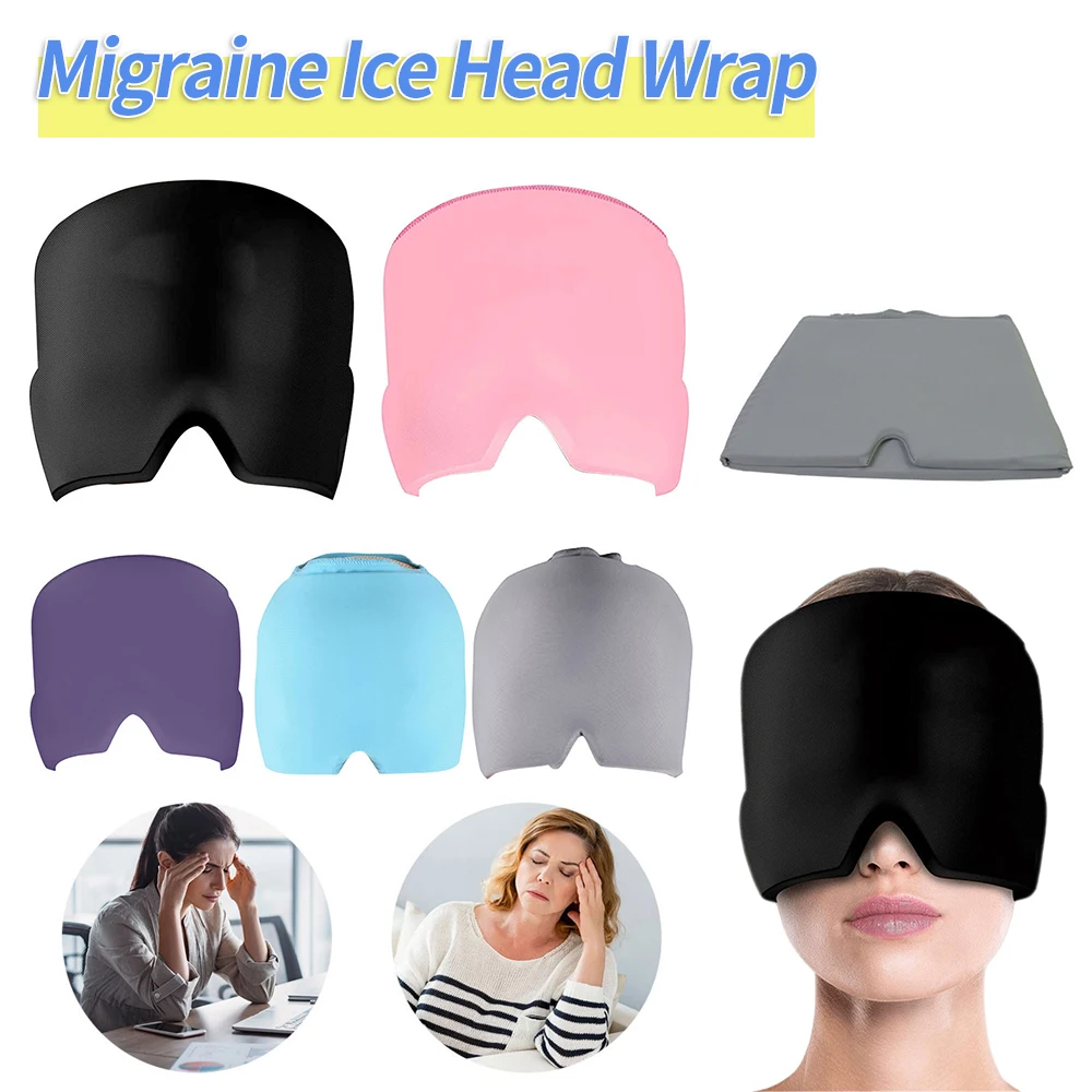 Migraine Relief Cap Reusable Migraine Ice Head Wrap Flexible Headache Relief Hat Pack Gel Head Snow Cold Ice Pouch Cool Patch