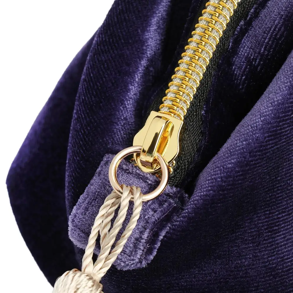 Exquisite bestickte Samt-Kosmetiktasche mit Stern- und Mondmuster, tragbare Make-up-Tasche, Schmucktasche, Reise-Organizer, Pinseltasche – Detail 12