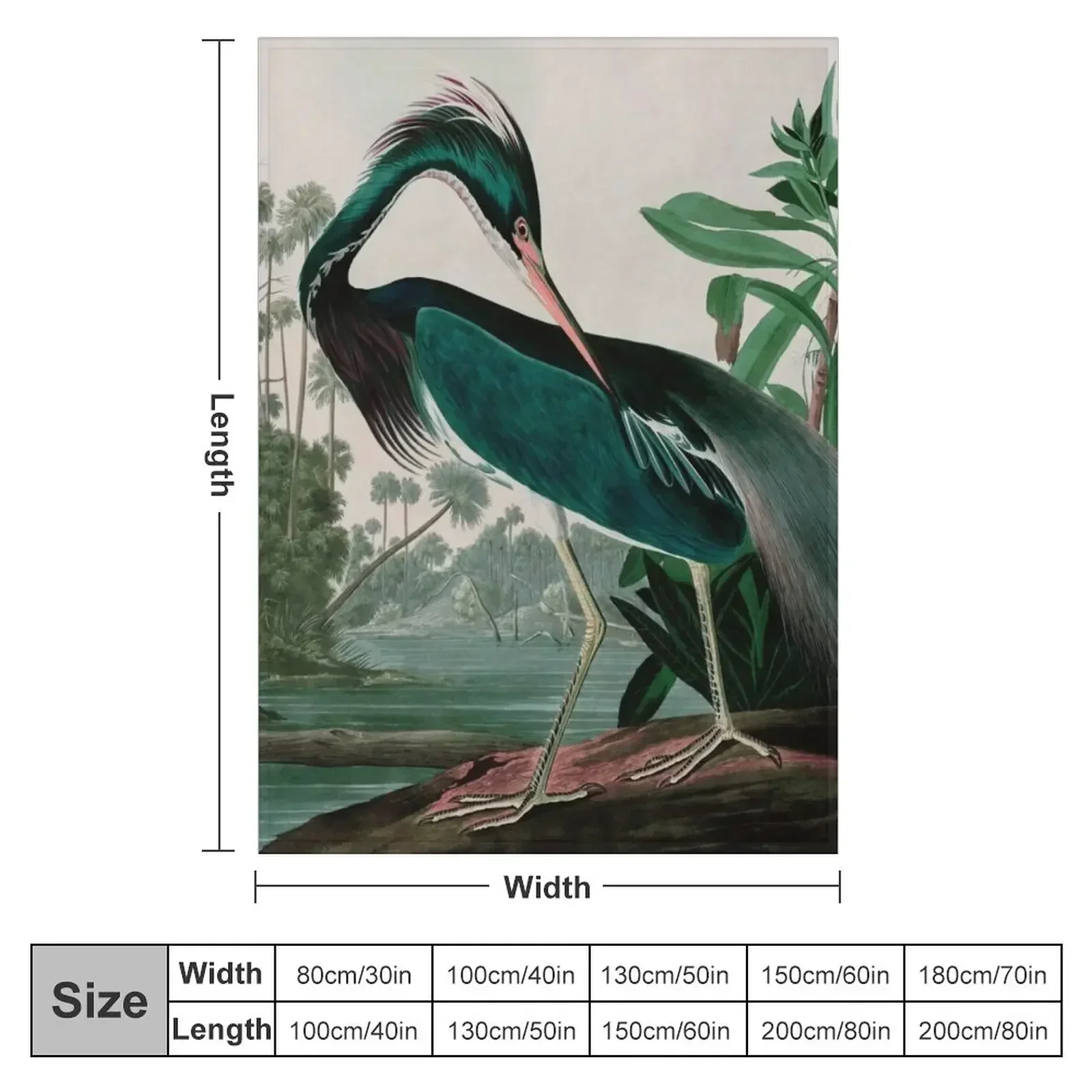 Louisiana Heron Birds of America Audubon Illustration Bird Lovers Gift Throw Blanket Heavy for babies Personalized Gift Blankets