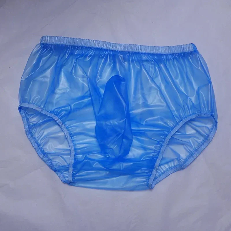 Men Sexy Briefs Soft Transparent Sheath Plastic PVC High Waisted Underpants Smooth Silent Waterproof Man Panties