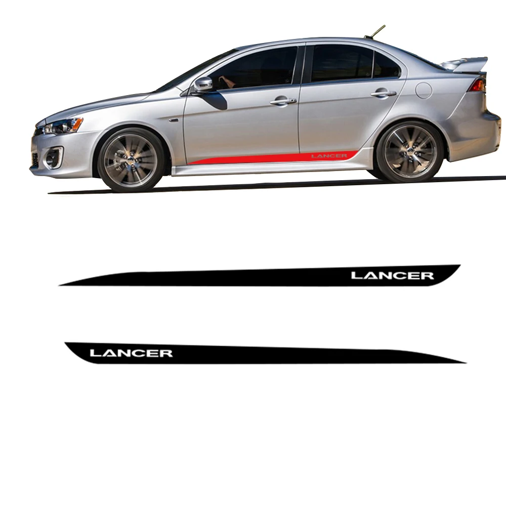 

2 PCS For Mitsubishi Lancer GT Vinyl Side Stripes Skirt Graphics Auto Sticker Vehicle Decal Car Styling,160cmx9cm