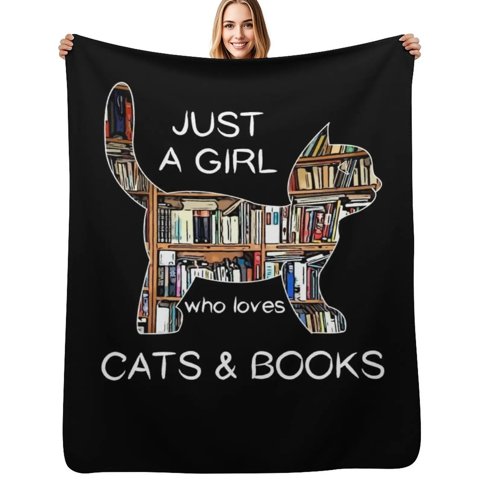 Just a girl who loves cats and books Throw Blanket Furry Summer Cute christmas decoration Bed Soft Beds Blankets