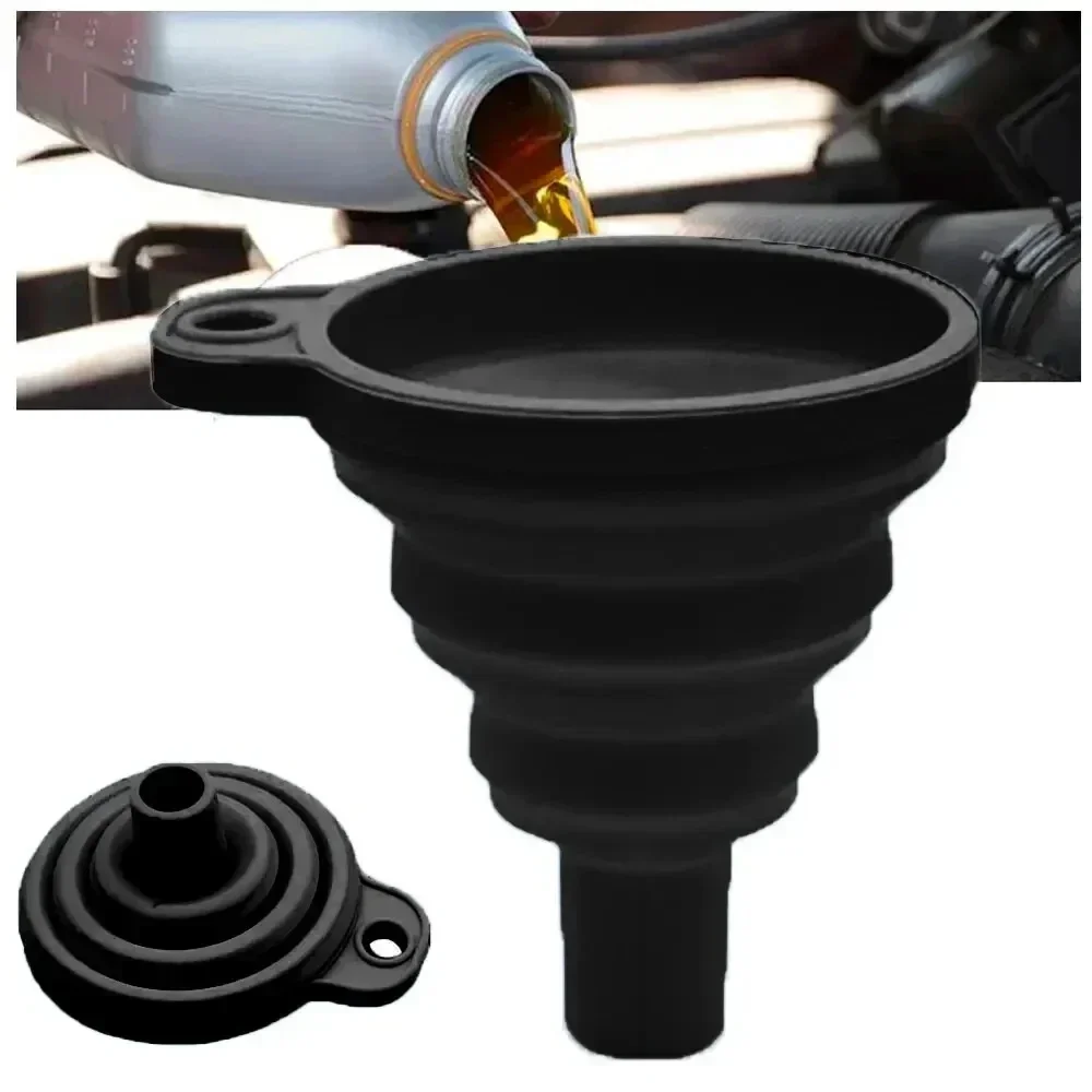 Car Engine Funnel Universal Silicone Liquid Funnel Washer Fluid Change Foldable Portable Auto Engine Oil Petrol Change Funnels