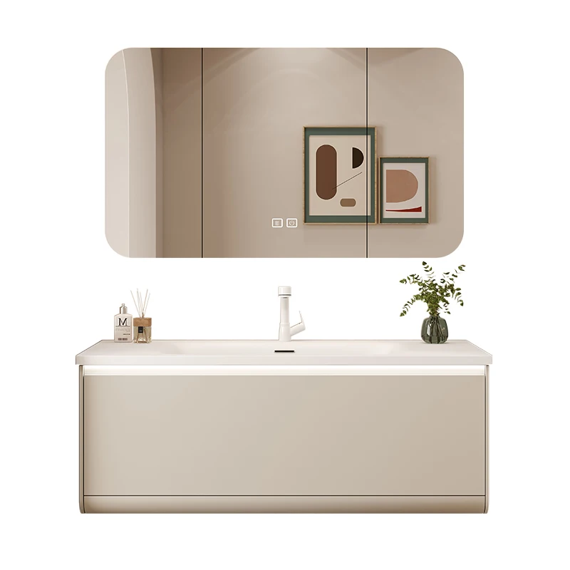 

Corian integrated basin bathroom cabinet combination oak skin washbasin washbasin customized