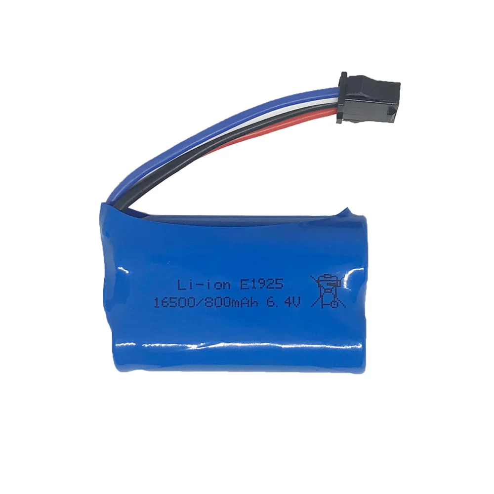 6.4V 800MAh 16500 Lipo Batteria per WLToys 18628 18629 18428 18429 RC Auto Giocattolo Pezzi di Ricambio 6.4V SM-4P Plug 800mah batteria Li-Ion