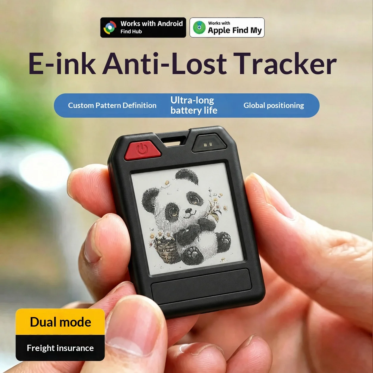 Generic E Ink Smart Tracker Compatible For Airtag Apple Google System Custom Image Location Finder For Wallet Key Bag Luggage