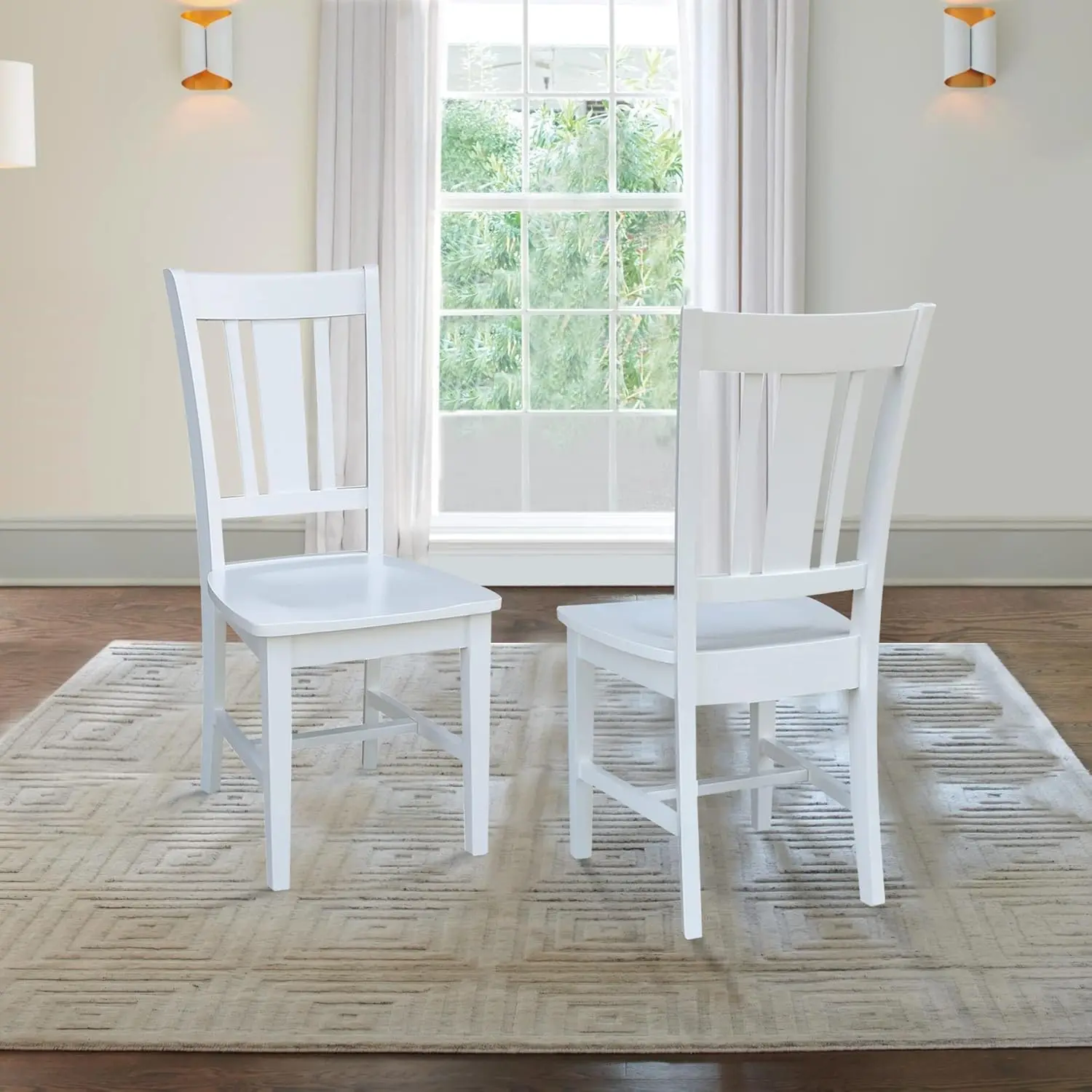 International Concepts Set Of Two San Remo Splatback Dining Chairs, White