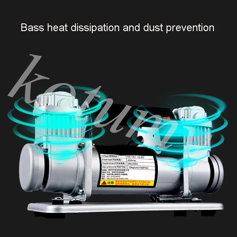 Imagem -03 - Bomba de Pressão 12v 24v do Inflador do Pneu do Compressor de ar do Carro de Alta Pressão Portátil do Dobro-cilindro