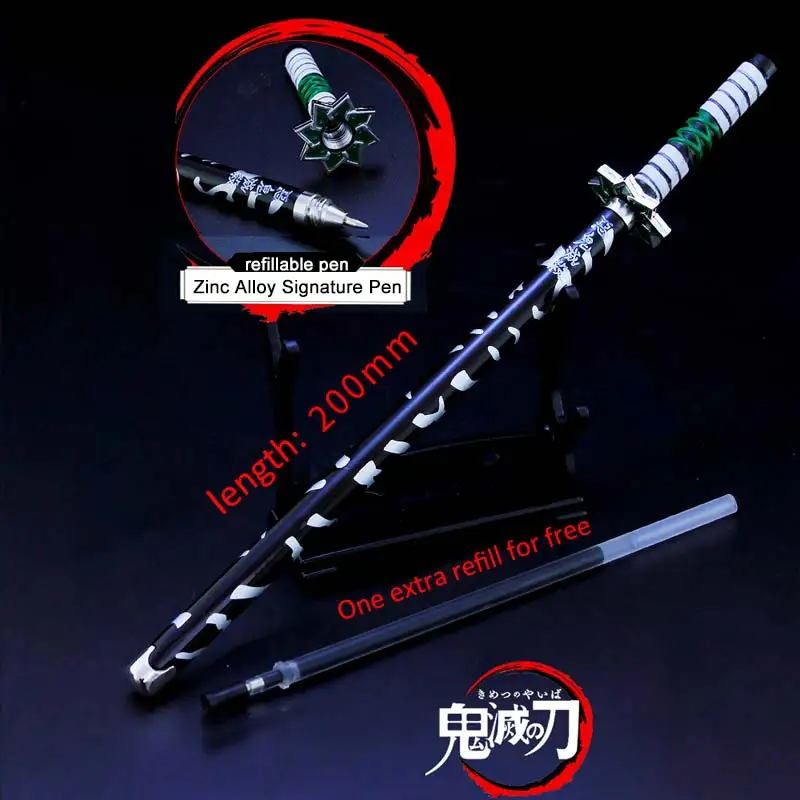 Demon Slayer Game Peripherals 22cm Sword Model Gel Pen Kimetsu Yaiba Tanjirou Weapon Cosplay Tabletop Ornament School Supplies