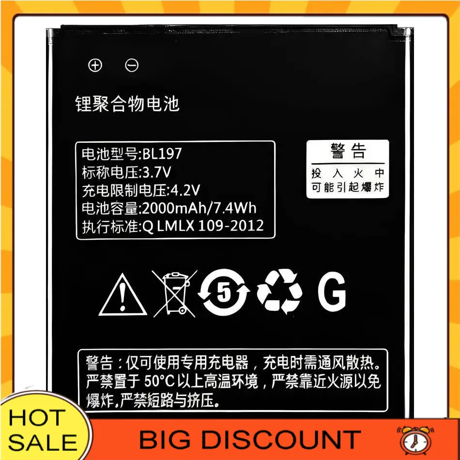 

For Lenovo S889T A820 S720 S750 A800 S868T A798T S870E S889 Durable BL197 Premium Replacement Mobile Phone Battery 2000Mah
