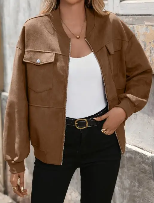 

Women's Jacket 2025 Autumn and Winter New Fashion Latest Hot Selling Style Baseball Collar British Velvet Retro Casual Jacket