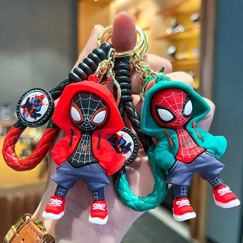 Marvel Spider-Man Keychain Cute Anime Cartoon Superhero Doll Pendant Car Key Ring SchoolBag Decoration Ornaments Jewelry Gifts