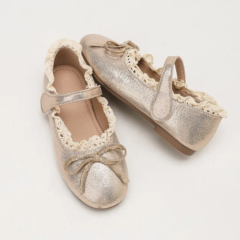 JGSHOWKITO Girl Dresses Casual Shoes Lace Ruffled Children Leather Shoes Wedding Party Daily Wear Kids Princess Mary Jane Shoes