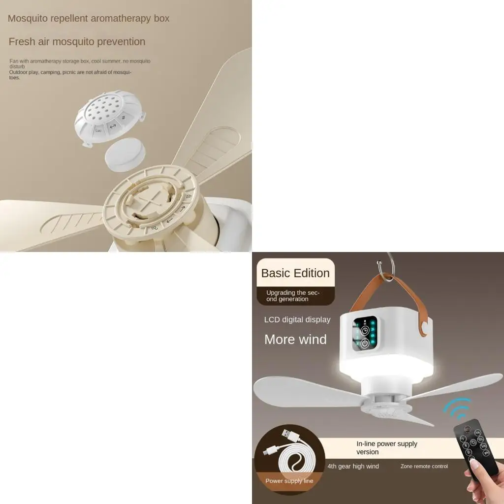 

896F Outdoor Camping Small Ceiling Fan Indoor Outdoor Portable Ceiling Fan Remote