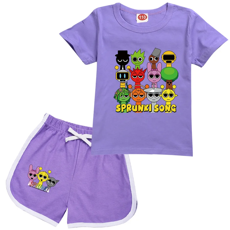 Sprunki IncrediboxCartoon Clothes for Kids Summer Set for Boys and Girls Sports Suit T Shirt and Pants Baby Outfits Pajamas Best