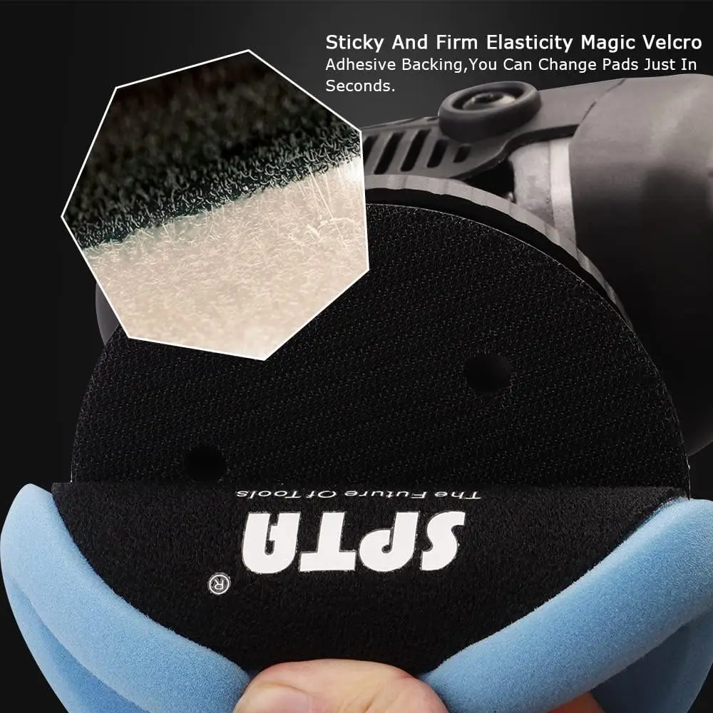 ماكينة تلميع السيارات، ملمع غريب الأطوار 780 وات، 6 سرعات متغيرة، مع إسفنجة تلميع 125 مم و150 مم، D-Ha قابلة للإزالة