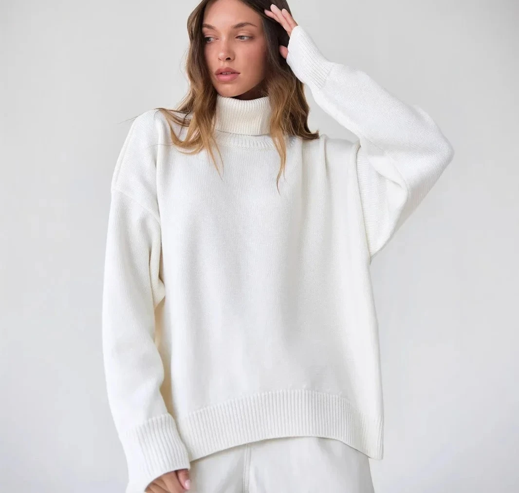 

Women's Knitwear Comfortable High Collar Pure Color Sweater Loose Classic Overhead Spring Autumn Fashionable