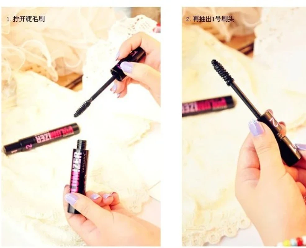 Make-up 2in1 Mascara voor dubbel doel Waterdicht en zweetbestendig Krulborstels Make-up Oogvezel Mascara Wimper Wimpers Zwart