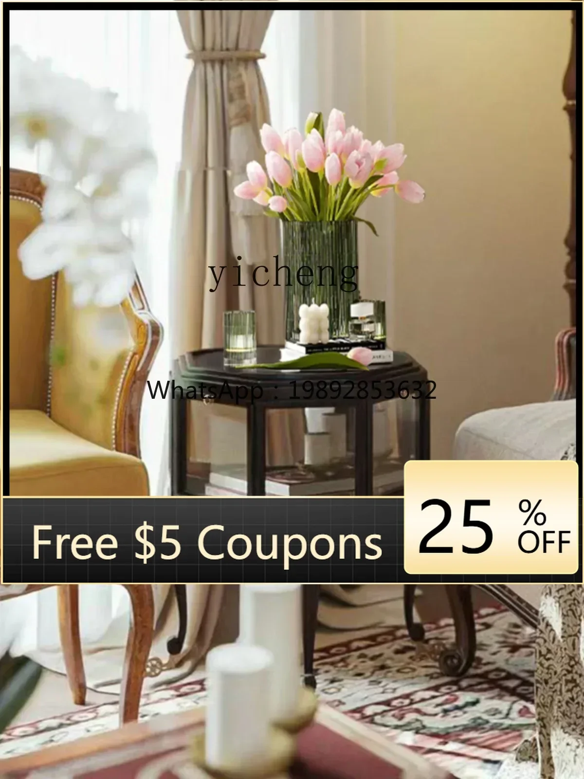 

XCJ1 Vintage Solid Wood Side Table Sofa Side Small Coffee Table Antique Style round Storage Corner Table