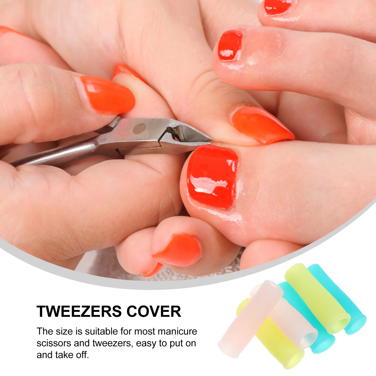 

12 Pcs Cuticle Scissor Handle Cover Short Thread Green Yellow Pink Silicone Case Protective Sleeve Manicure Tools Nail Art