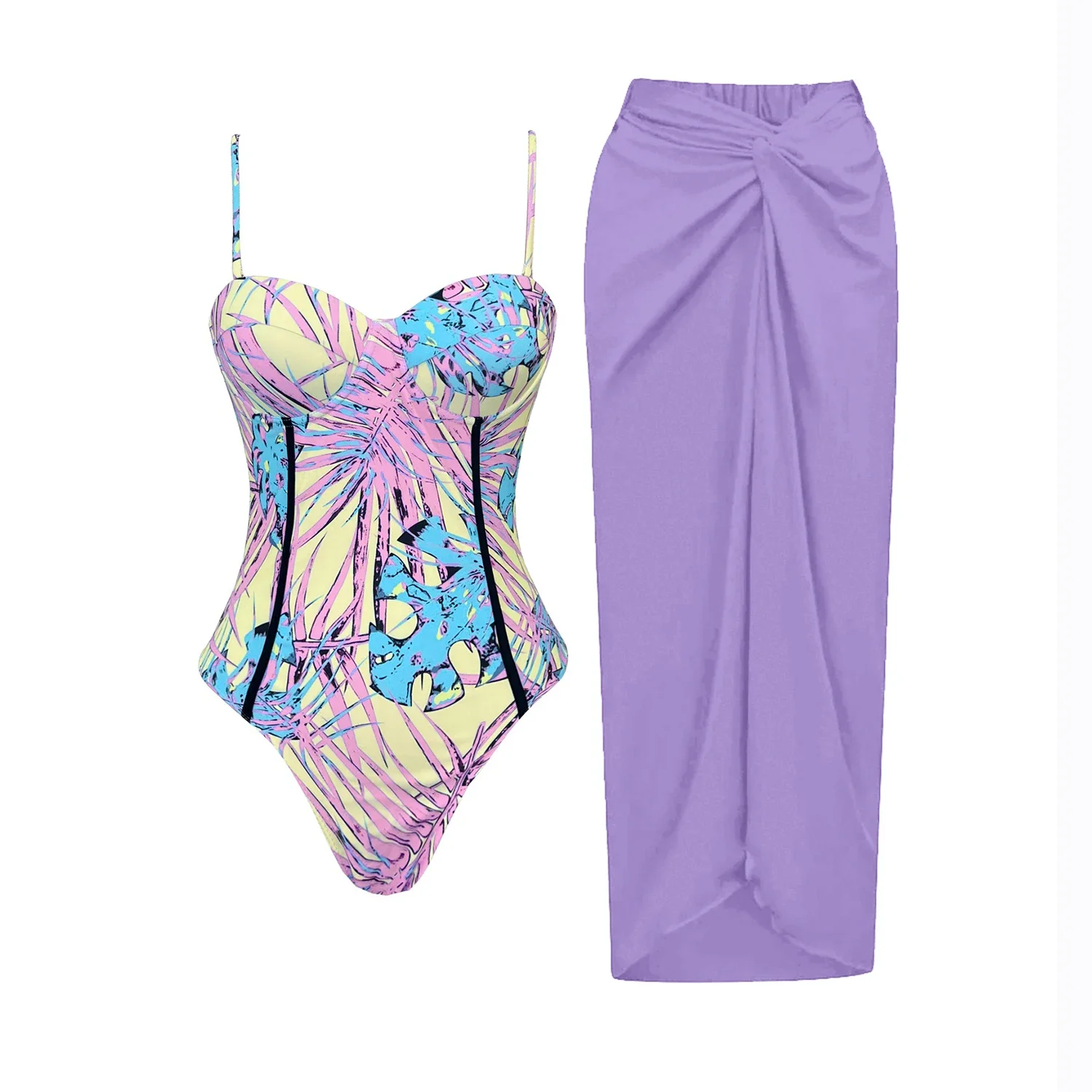 Traje de baño con estampado Floral de leopardo y cubierta, traje de baño Sexy de realce para mujer, trajes de baño con hombros descubiertos, traje de baño, ropa de playa