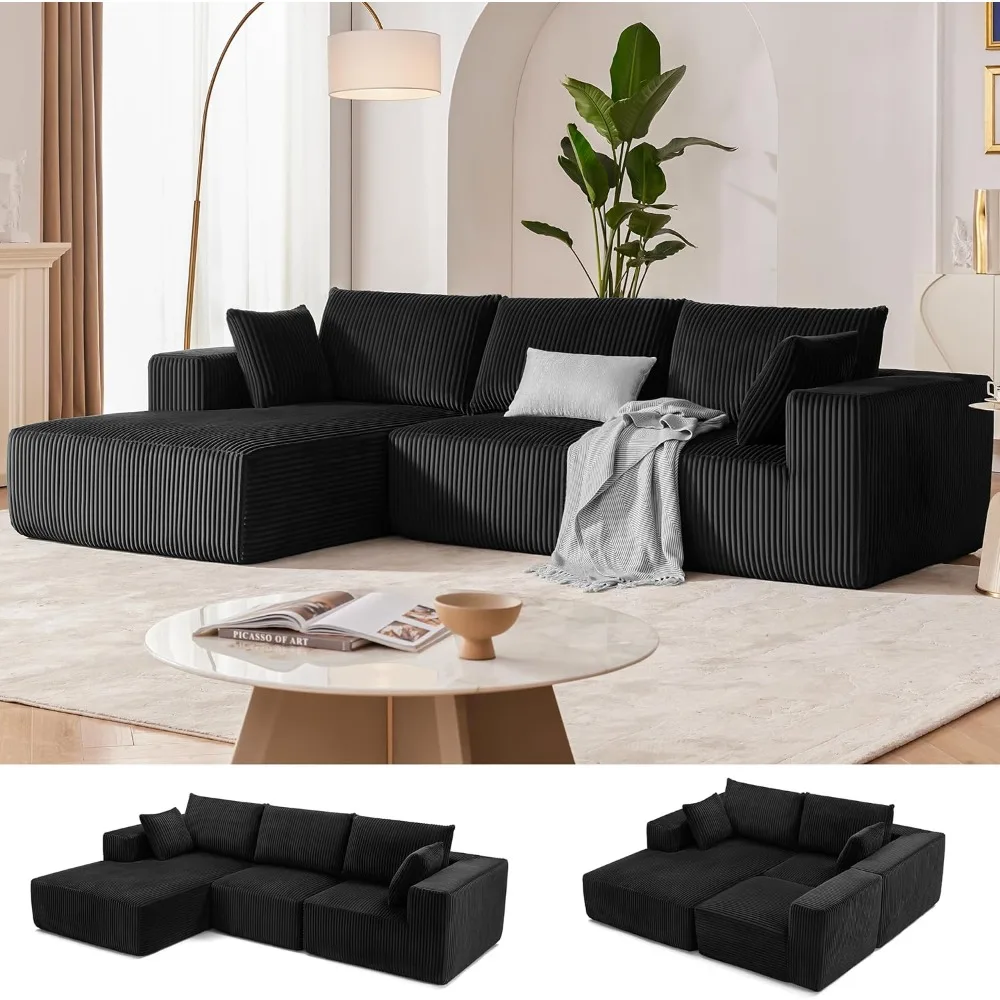 

Modern Cloud-Inspired Deep Seated L-Shape Modular Sofa Sectional with Chaise