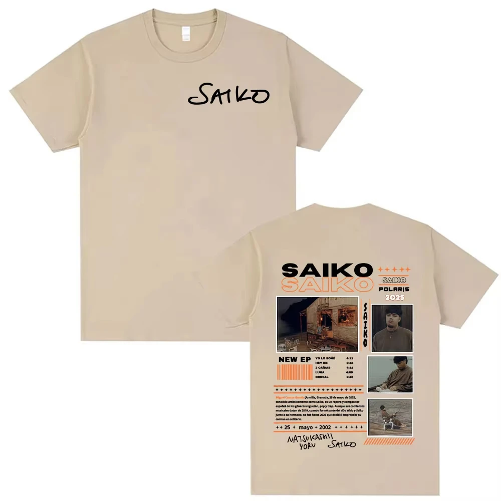 Men's Clothing Oversized T Shirt Vintage Hip Hop Comfort Cotton T-shirt Tops Rapper SAIKO POLARIS Album Tour 2025 Merch T-shirts