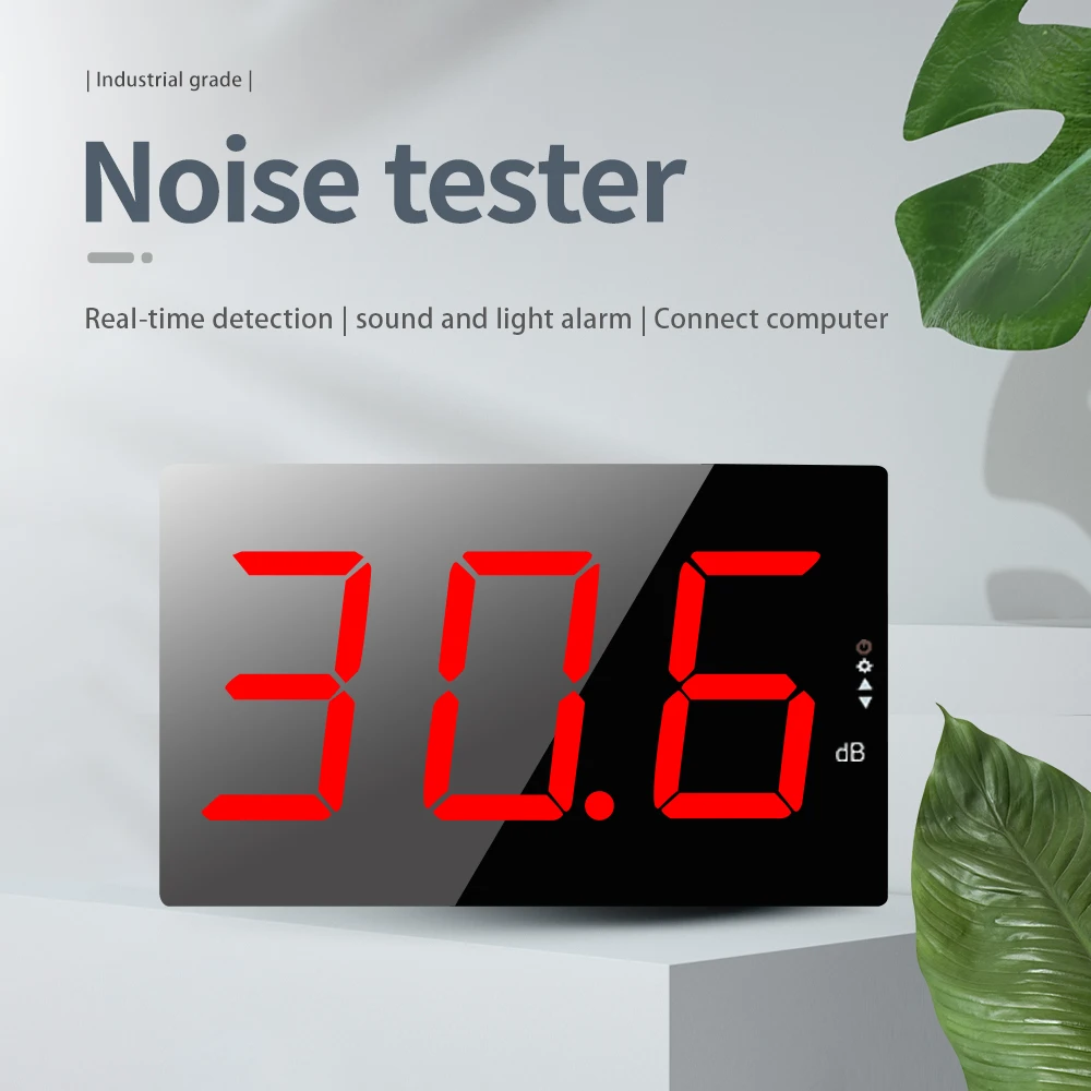 Digital Sound Level Meter LCD Wall Mounted Noise Meter 30-130dB Measuring Range for Hospital School With Sound Alarm