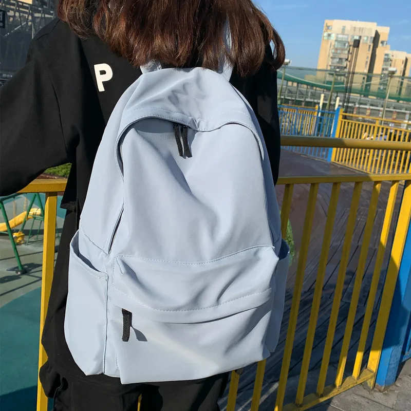 Large Capacity Backpack for Girls Students Universal Ins Pure Color Bookbag Primary And Secondary School High School College Kor