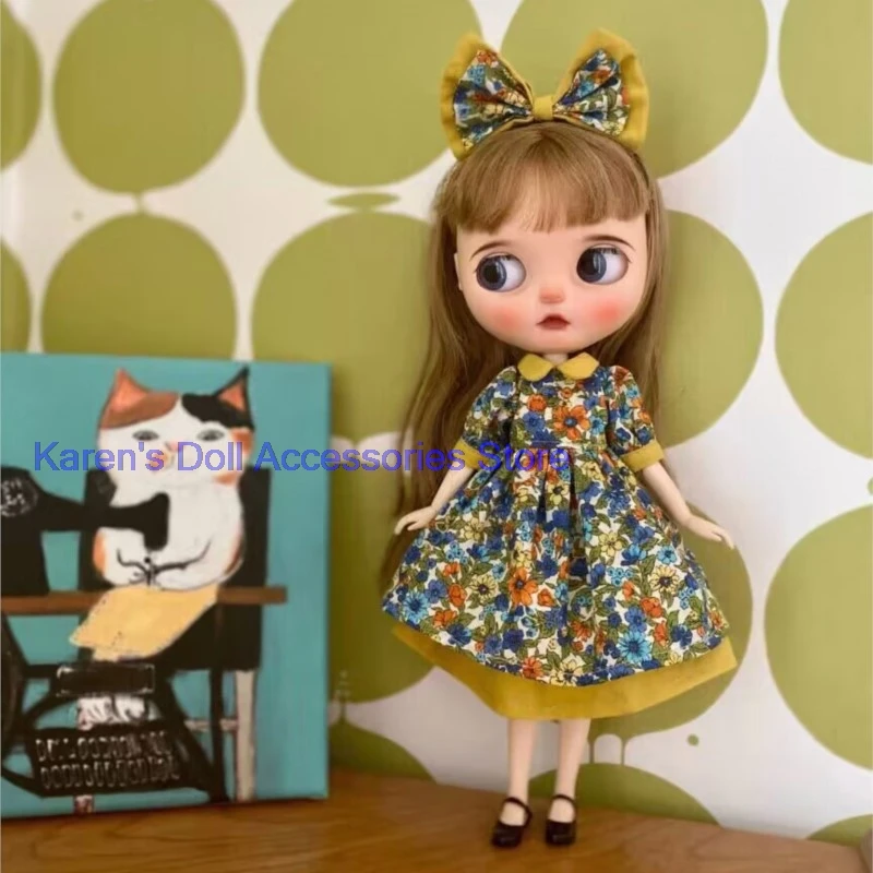 2026 3pcs Rural Floral Dress Set Headband + dress + petticoat for Blythe(Fit for Lulu,ymy24,Ob22,24,26,zone, Jenny)