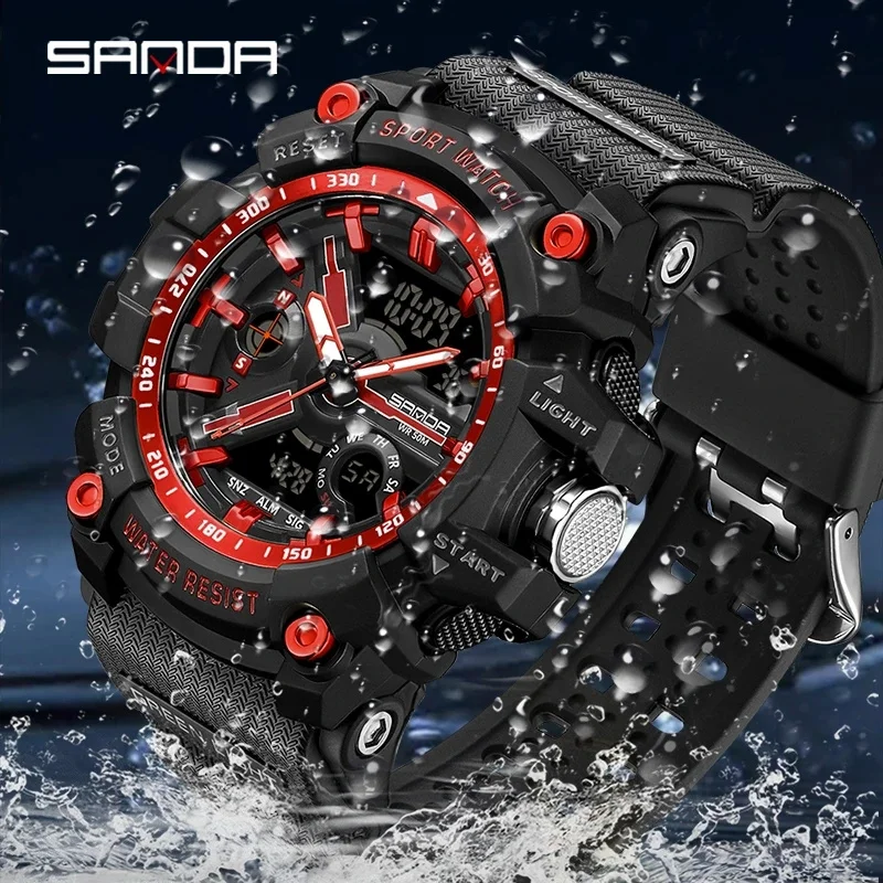 SANDA 3179 New Sports Men\'s Watches 2023 Military Digital Watch Waterproof Wristwatch for Male Clock shock relogios masculino