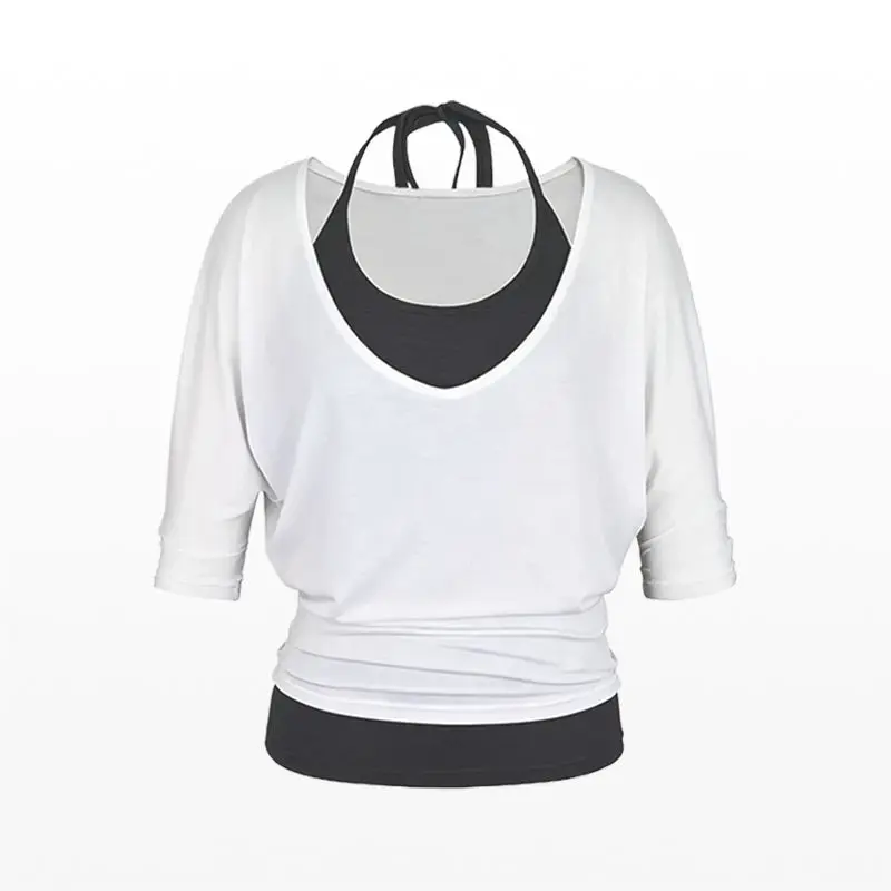 Korean Striped Halter Top Layered Slim Fit Two-piece Shirt Summer Versatile Short Sleeved Top