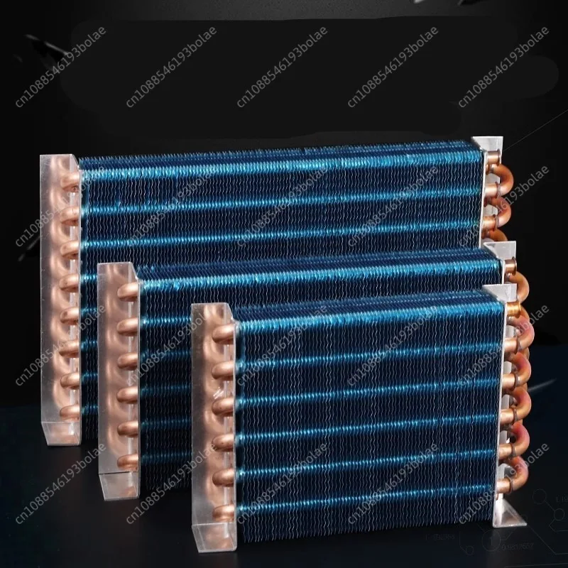 Refrigerator condensers, air-cooled copper tube heat exchangers, are used to physically cool finned heat exchanger radiators