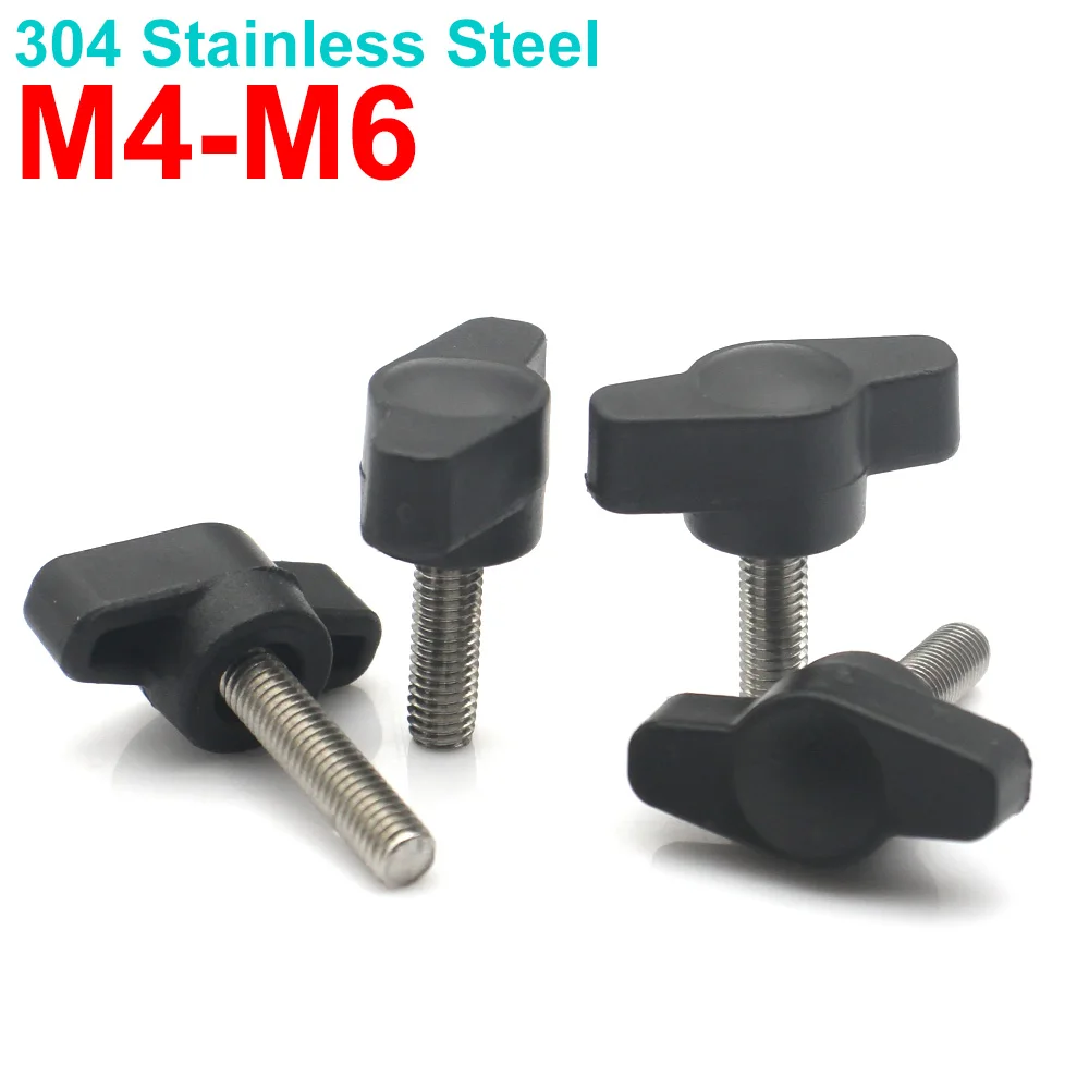 5/10pcs M4 M5 M6 304 Stainless Steel Hand Knob Screws 27mm Bakelite Handle Adjustable Thumb Bolts Z Type T Type Grip Screws