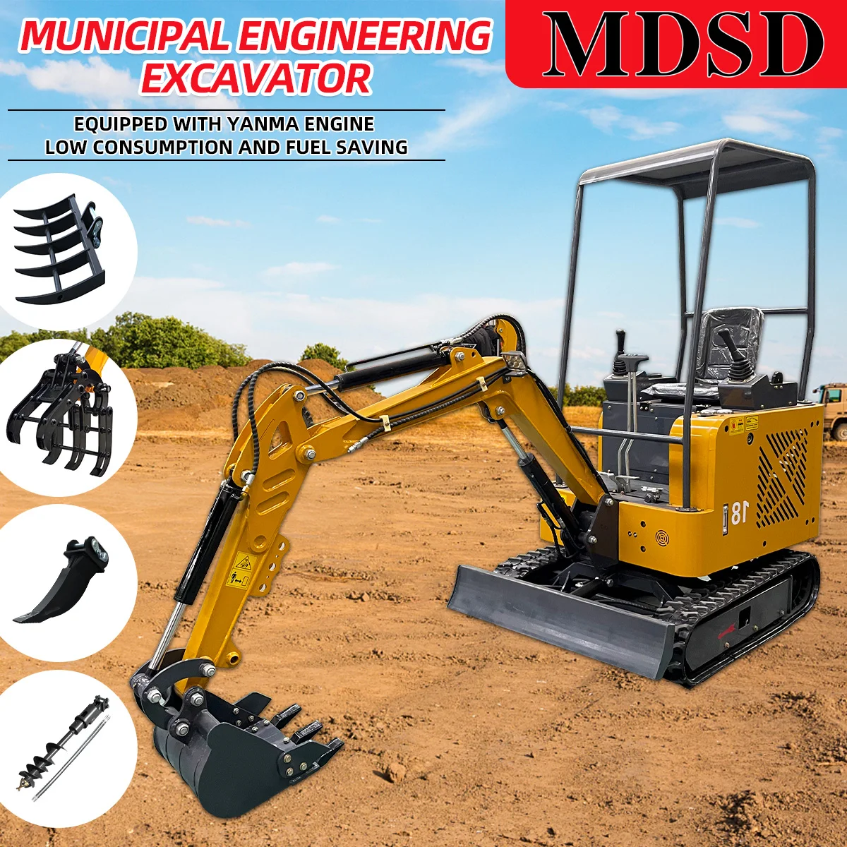 حفارة صغيرة EPA EURO5 متوافقة مع معدات الحفر المدمجة لمواقع العمل الحضرية والدقيقة 2 T حفارة صغيرة شحن مجاني