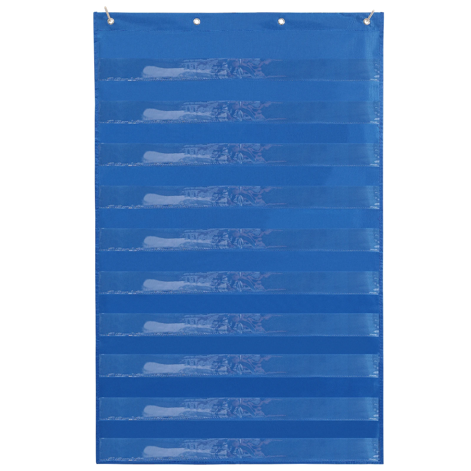 

1pc Transparent Card Pocket Hanging Bag Premium Polyester Wall Pocket Storage Organizer for Classroom Home Blue Color Teachers