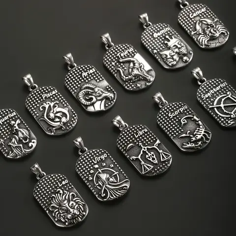 1PC Stainless Steel Scorpio Gemini 12 Zodiac Sign Necklace for Men  Leo Cancer Constellation Pendant Necklace Man Birthday Gift