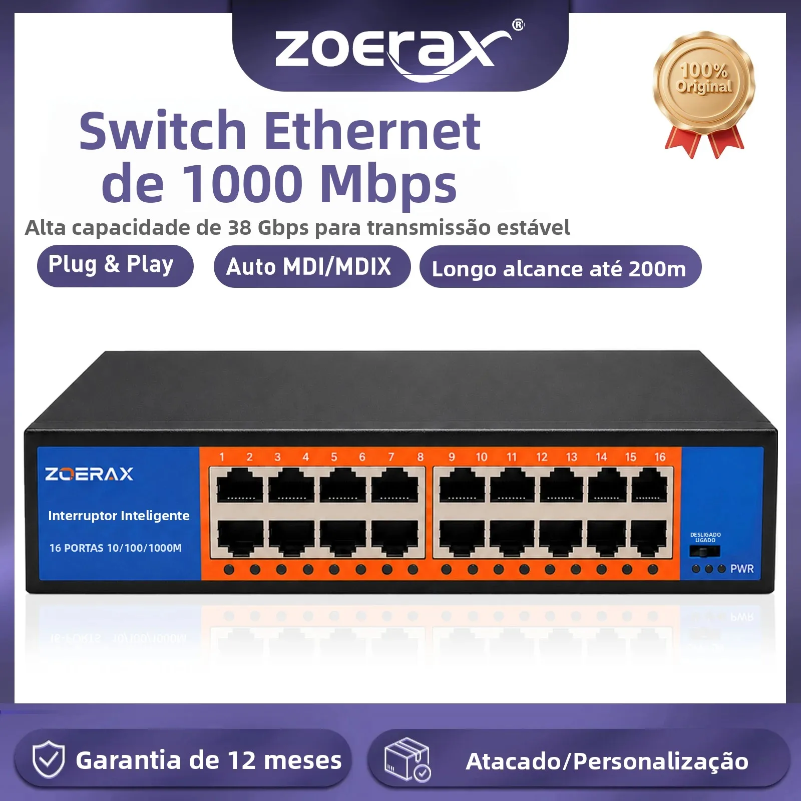 zoerax-16-ポート-ギガビット-イーサネット-スイッチ-アンマネージド-プラグ-アンド-プレイ内蔵ロングリーチ-スイッチ-ホーム-オフィス向け最大-200-メートルの距離をサポート