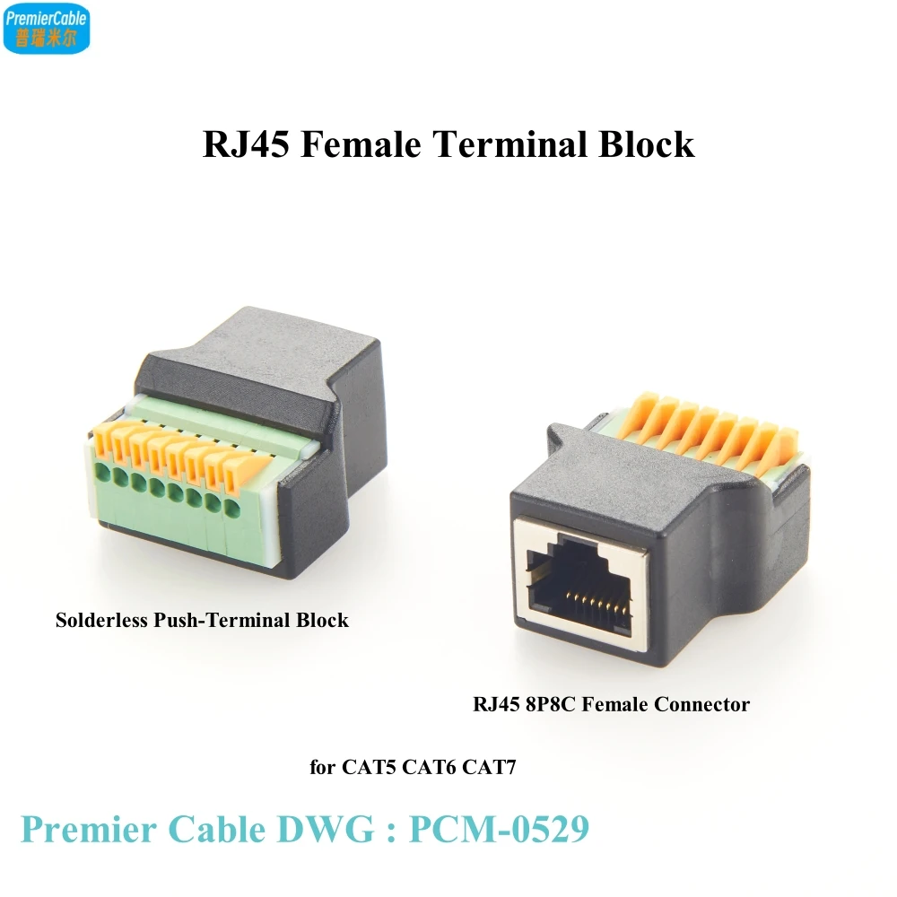 Bloco terminal fêmea ethernet rj45, 8p8c rj45, conector de rede push-terminal sem solda para transformador de corrente pika ct301