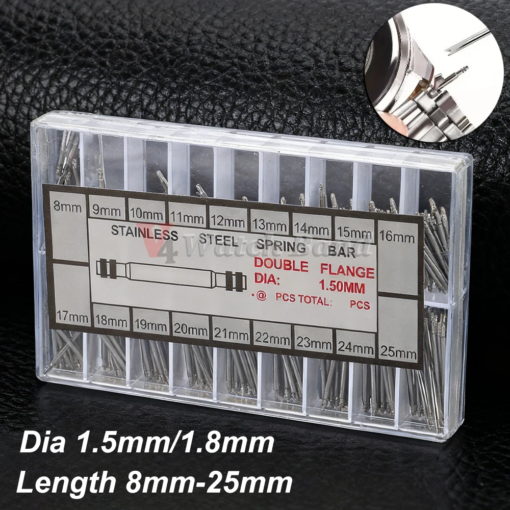 270 teile/satz 360 teile/satz Edelstahl Frühling Bars Durchmesser 1,5mm Länge 8mm - 25mm Armband Armband gürtel Uhr Reparatur Werkzeuge Pin Bar