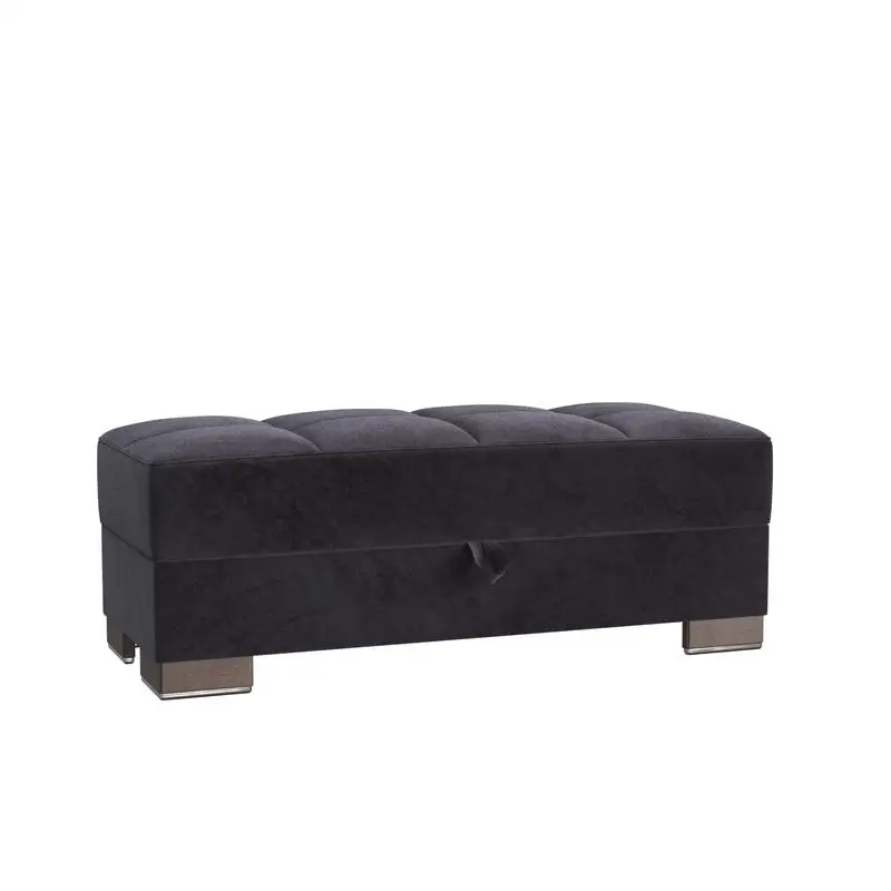 

Upholstered Storage Ottoman, Black Microfiber, Stylish Design for Living Room & Bedroom, Versatile Footrest & Extra Storage