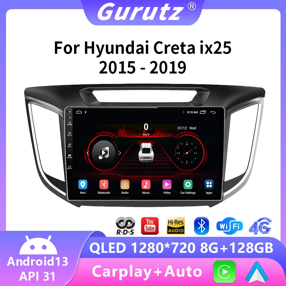 2 Din Android 13 For Hyundai Creta ix25 2015-2019 Car Radio Multimedia Video Player GPS 4G Carplay Auto Stereo RDS DVD Head Unit